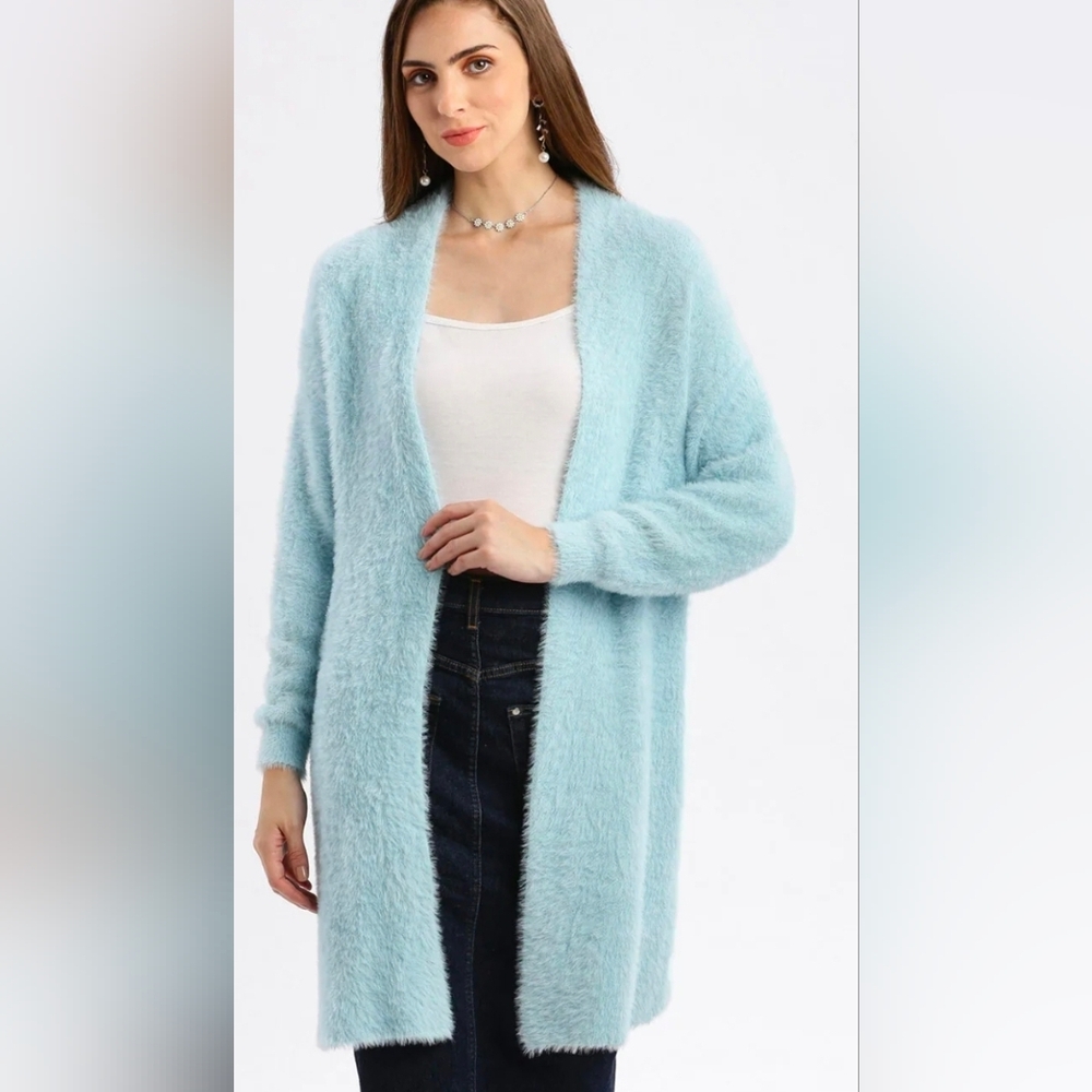 Fuzzy Yarn Cardigan Italy Casual Long Sweater One Size Fits XS/ S/ M